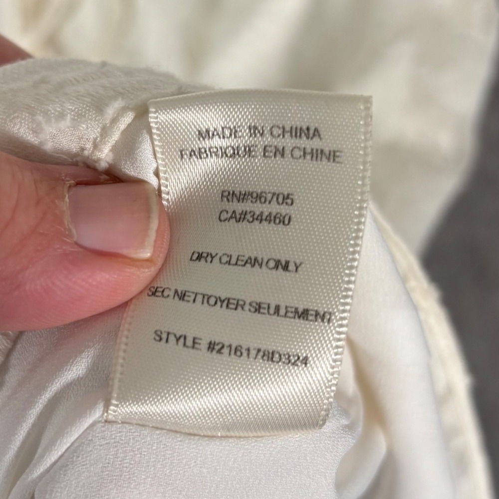 Rebecca Taylor Tiered Mini Dress Size 0 Ivory Floral Burnout Semi Sheer Overlay - Picture 5 of 16